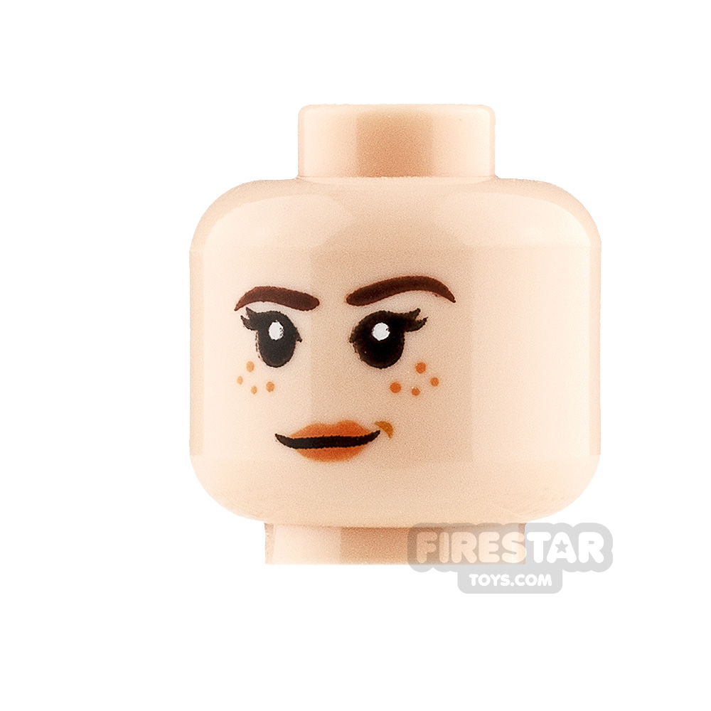 LEGO Female Head Brown Eyebrows & Freckles Scared / Smile Pattern Minifig
